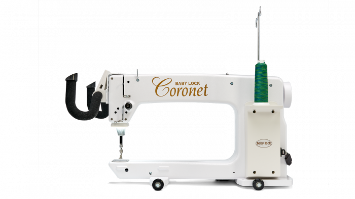 Machine piquante à bras long Coronet Baby Lock avec cadre Coronet de 5 pieds et enrouleur de canette
